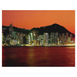 Towers of Central Hong Kong Island at dusk seen fr flyers
