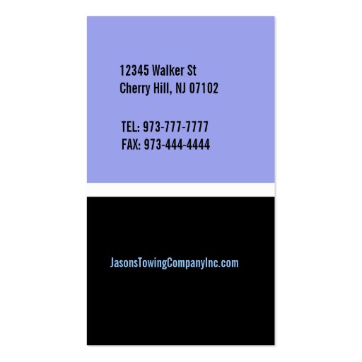 Towing Business Cards (back side)