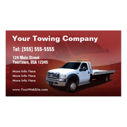 Towing Company white truck design DoubleSided Standard Business Cards