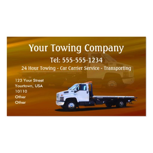 Towing CUSTOMIZABLE Business Card (front side)