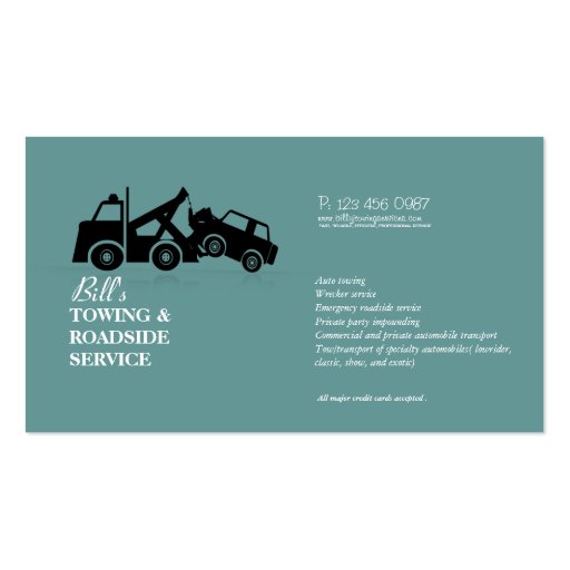 Towing Roadside Wrecker Service Business Card Zazzle 7331