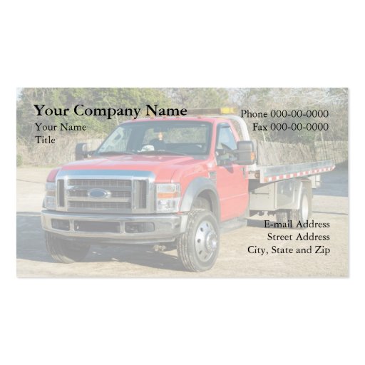Towing Wrecker Business Card (front side)