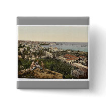 Town and harbor from St. Dimila, Beyrout, Holy Lan Button
