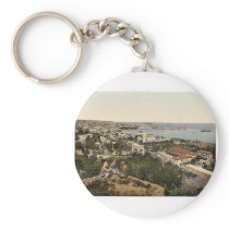 Town and harbor from St. Dimila, Beyrout, Holy Lan Key Chain