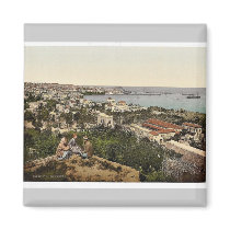 Town and harbor from St. Dimila, Beyrout, Holy Lan Fridge Magnet