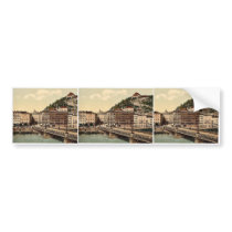 Town bridge, convent and Kapuzinerberg, Salzburg, Bumper Sticker