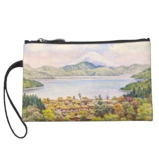 Town by Lake Near Mt.Fuji Ozawa J R scenery Wristlet