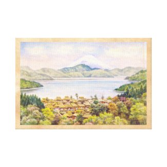 Town by Lake Near Mt.Fuji Ozawa J R scenery Gallery Wrapped Canvas