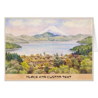 Town by Lake Near Mt.Fuji Ozawa J R scenery Cards