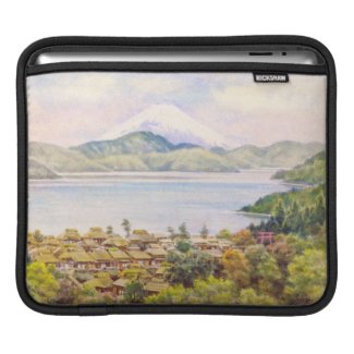 Town by Lake Near Mt.Fuji Ozawa J R scenery Sleeves For iPads