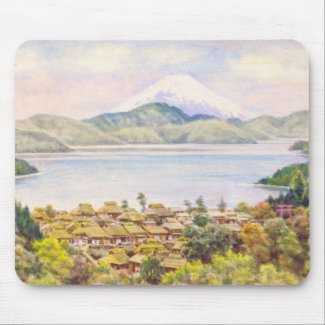 Town by Lake Near Mt.Fuji Ozawa J R scenery Mouse Pads