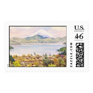 Town by Lake Near Mt.Fuji Ozawa J R scenery Postage Stamps