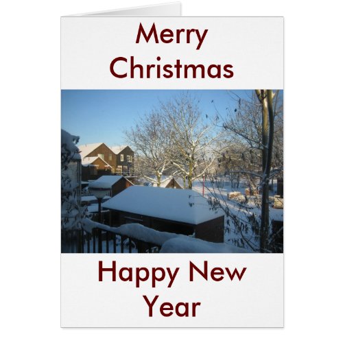 Town in winter card