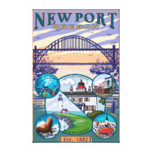 Town Views - Newport, Oregon Stretched Canvas Print