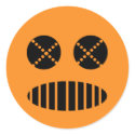 Toxic gas mask Jack o lantern orange Halloween tag sticker