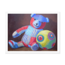 Toy bear with a ball postcards by Nipernaadi Toy bear with a ball postcards