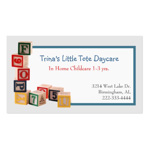 Toy Blocks Daycare Business Card