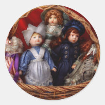 Toy - Dolls - A basket of Victorian dolls  Stickers