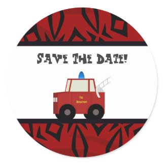 Toy Fire Truck Save The Date Stickers sticker