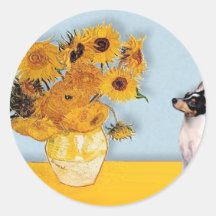 Toy Fox Terrier - Sunflowers Stickers