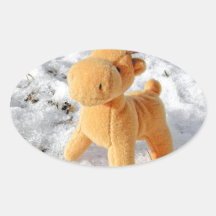 Toy moose deer in real snow stickers