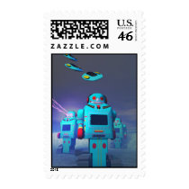 Toy Robos on the Attack Postage postage by MDKgraphics Toy Robos on the Attack Postage postage
