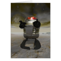 Toy robot on an Alien planet Card