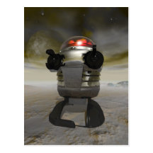 Toy robot on an Alien planet Postcard