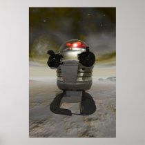Toy robot on an Alien planet Poster