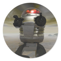 Toy robot on an Alien planet Sticker