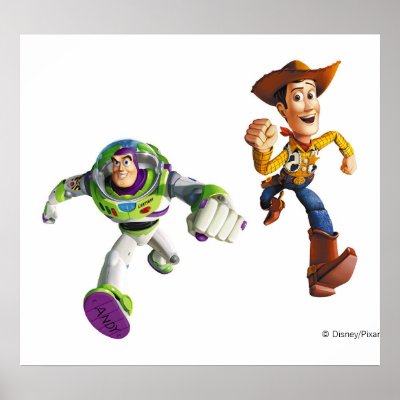 Toy Story Buzz Lightyear Woody running posters