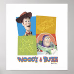 Toy Story's Buzz Lightlear and Woody Logo Poster