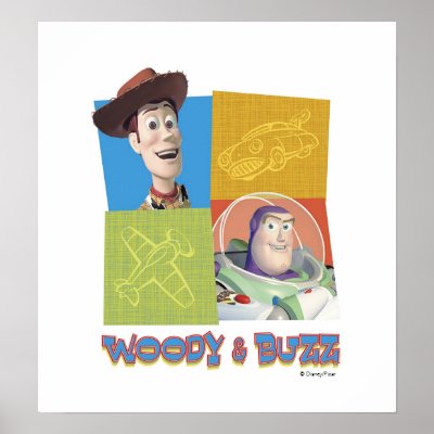 Toy Story's Buzz Lightlear and Woody Logo posters