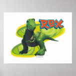 Toy Story's Rex standing with a smiling face. posters