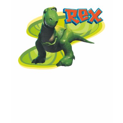 Toy Story's Rex standing with a smiling face. t-shirts