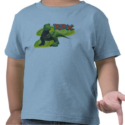 Toy Story's Rex standing with a smiling face. t-shirts
