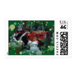 toy tractors at christmas postage stamps