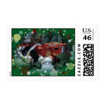 toy tractors at christmas postage stamps