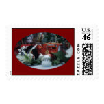 toy tractors  at christmas stamp