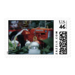 toy tractors at christmas stamp