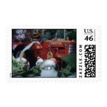 toy tractors at christmas stamp