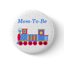Toy Train Baby Shower Mommy Pin Button