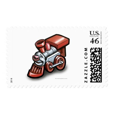 Toy Train Postage Stamp by FunGraphix