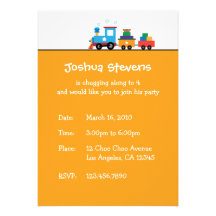 Toy Train Transport Birthday Theme Invitation Card
