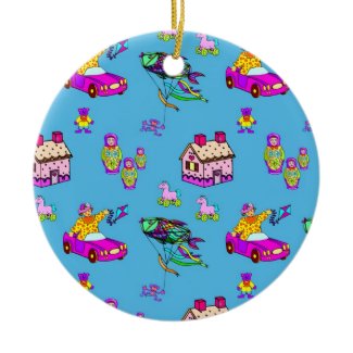 Toys – Pink Dollhouses & Turquoise Kites ornament