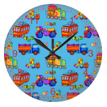 Toys - Red Trucks & Orange Trains wall clocks