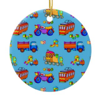 Toys - Red Trucks & Orange Trains ornament