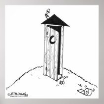 TP Rolls Away From an Outhouse Poster