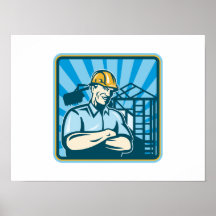 Trabajador del capataz del ingeniero de construcci poster