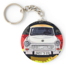 Trabant Car and German Flag, Berlin Wall Keychain